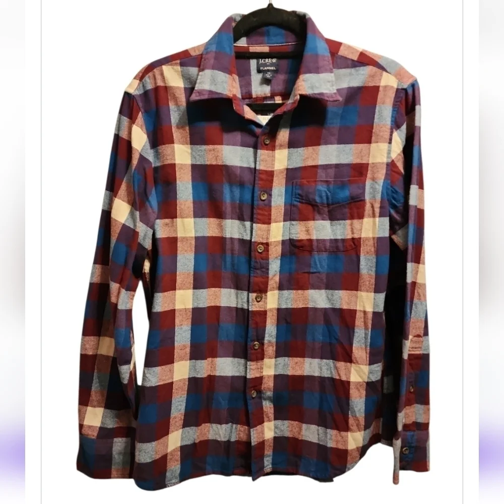 NWT J.CREW MEN'S Slim Fit Plaid Flannel Shirt M $79.50 Re-imagined 100% Cotton